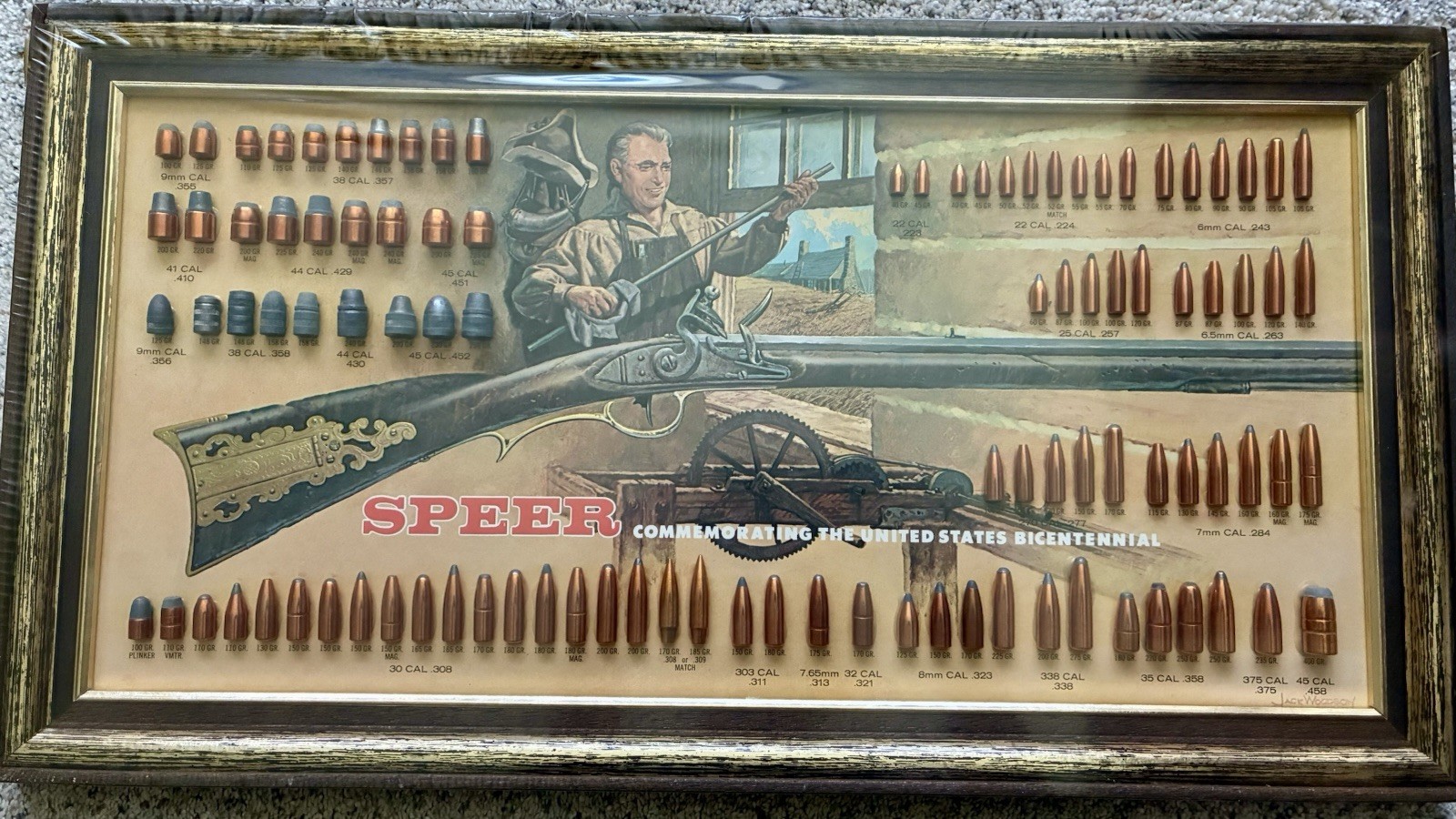 Vintage 1976 Speer Store Display Bullet Chart Board United States Bicentennial