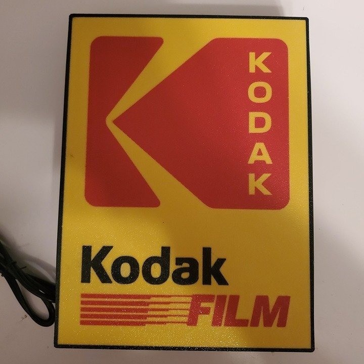 Retro Kodak Illuminated Light-Up Sign Display Yellow & Red Square