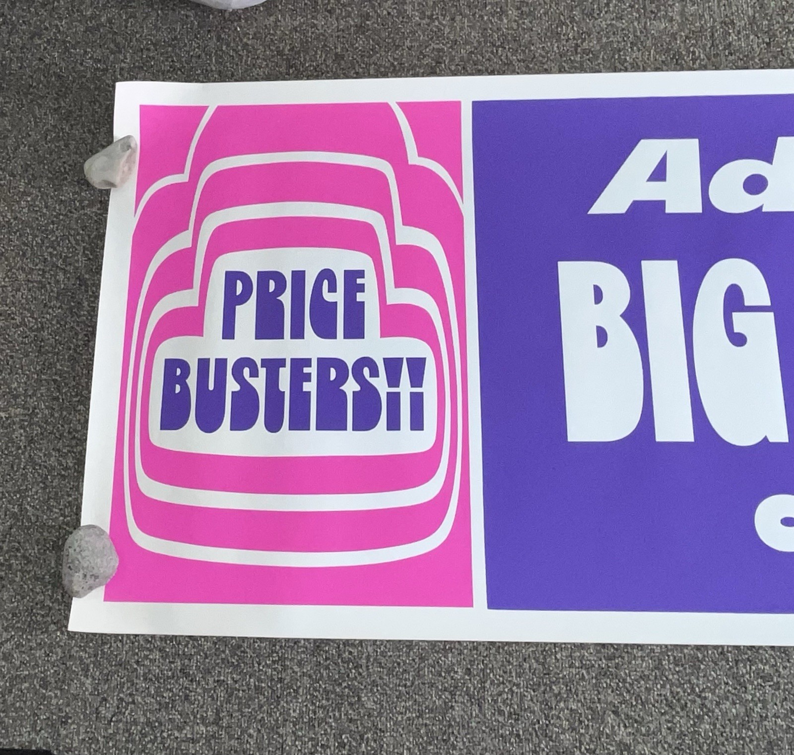 Vintage Admiral 2’x6’ Display Banner Sign – Big Screen Color TV Price Busters