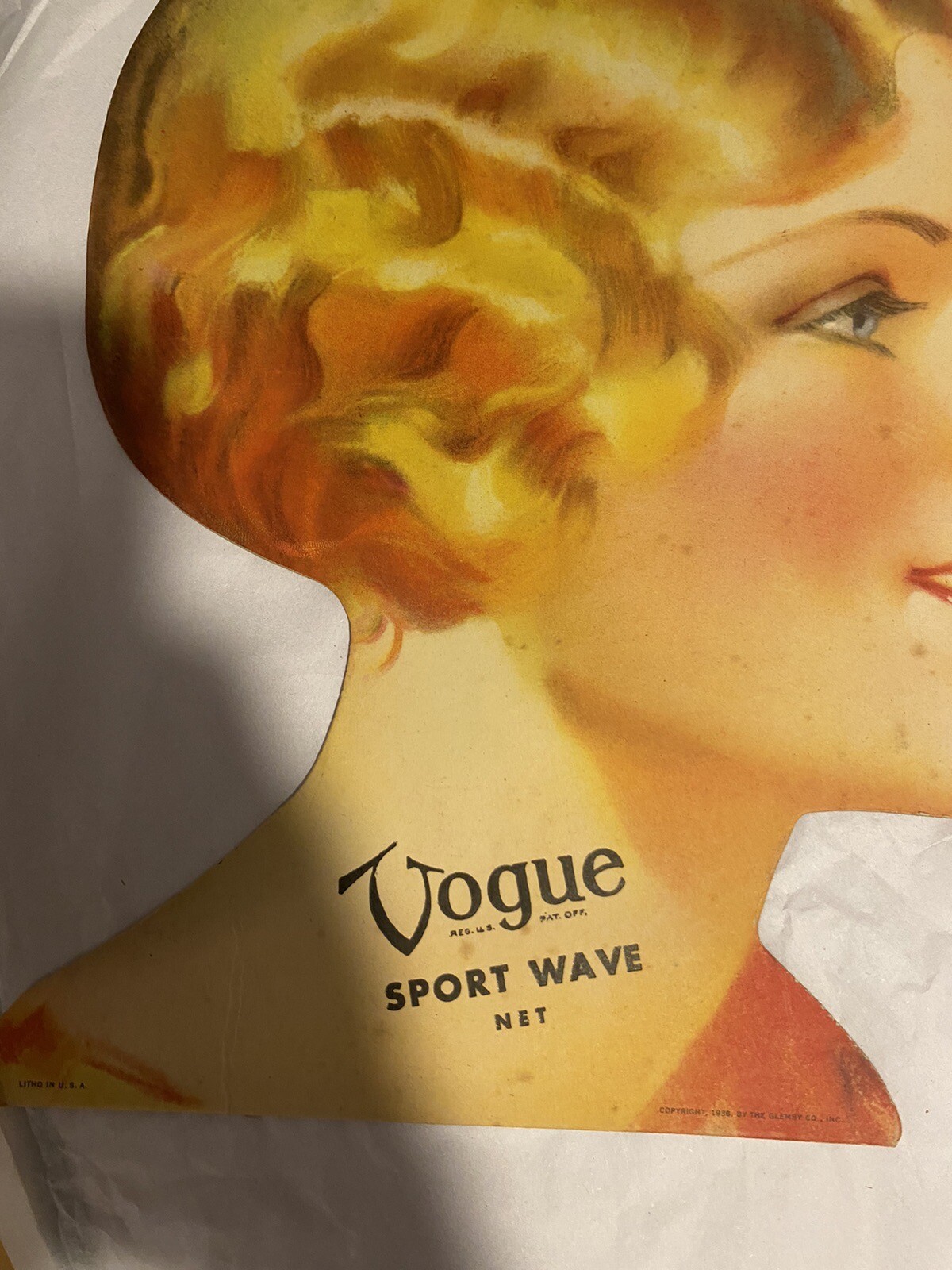 Hairnet Advertising Display Model Cardboard 1930s Vogue Sport Wave Hair Net
