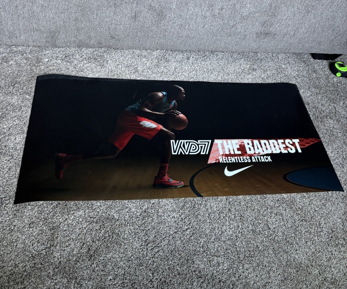 NIKE KEVIN DURANT KD 7 PROMO FOOT LOCKER STORE DISPLAY POSTER SIGN RARE 2014