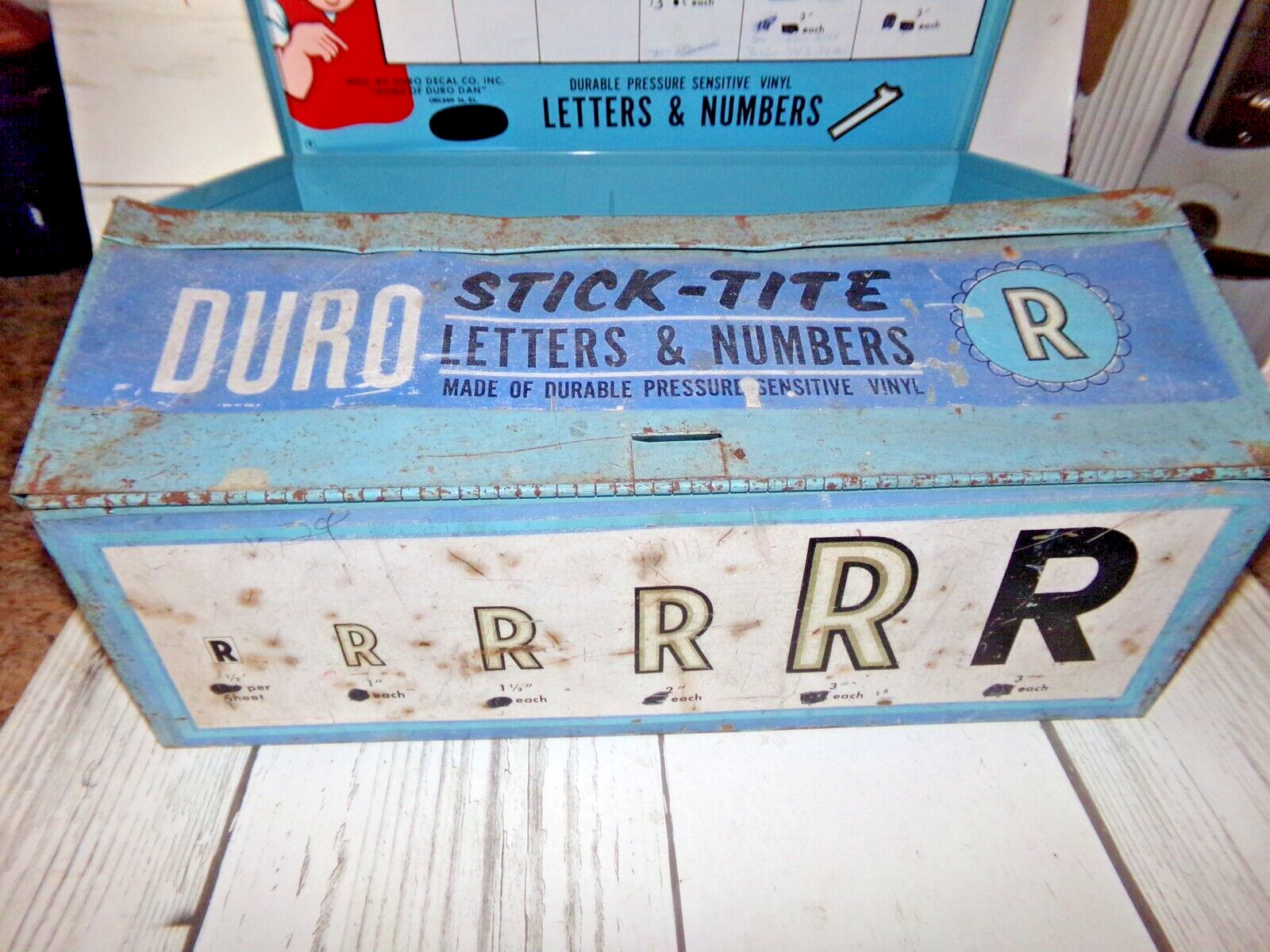 DURO Decal Co Sign Maker Letter & Number Decals Blue Metal Vintage Store Display