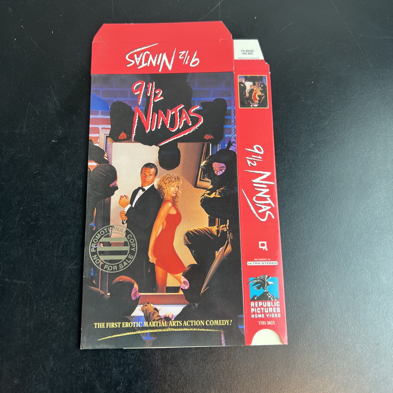 VTG Cardboard Advertisement Sleeve Rent Video Store 1990 9 1/2 Ninjas Promo