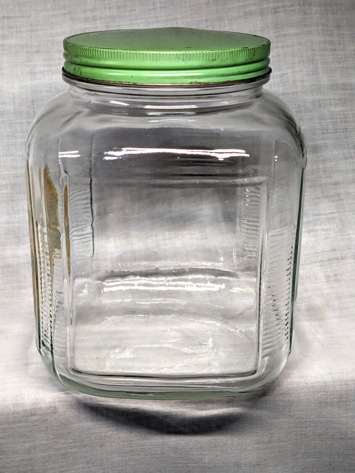 Large General Store Jar Square 1 Gallon 4 Qt Candy Jar & Lid Metal Lid VINTAGE