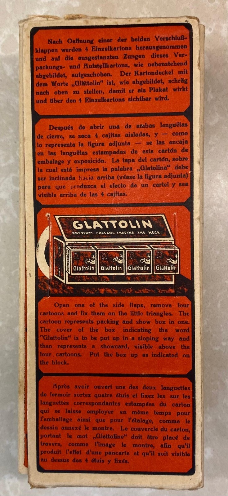 VINTAGE GLATTOLIN COLLAR WAX COUNTERTOP DISPLAY/SALES BOX GERMANY CA. 1910’S