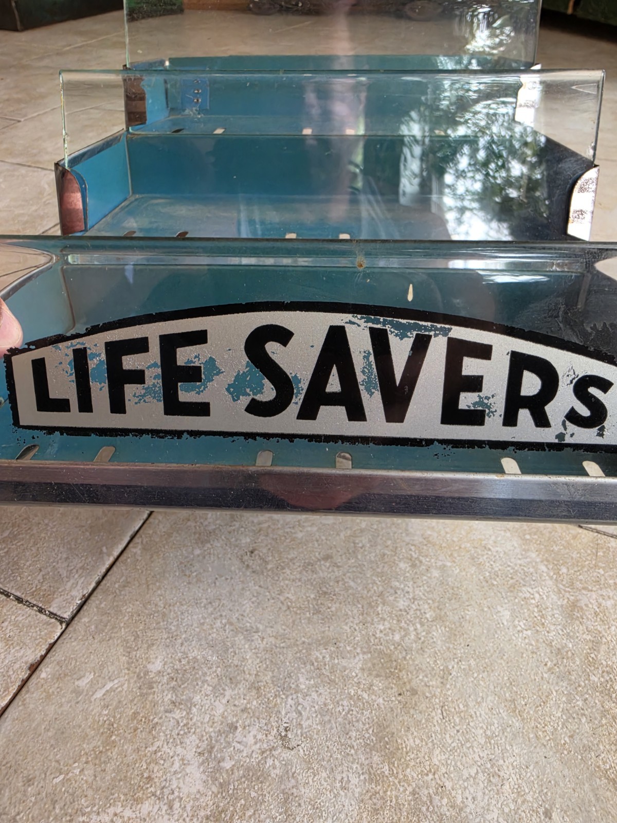 Original Vintage c. 1930’s LIFESAVERS Metal & Glass Countertop Candy Display