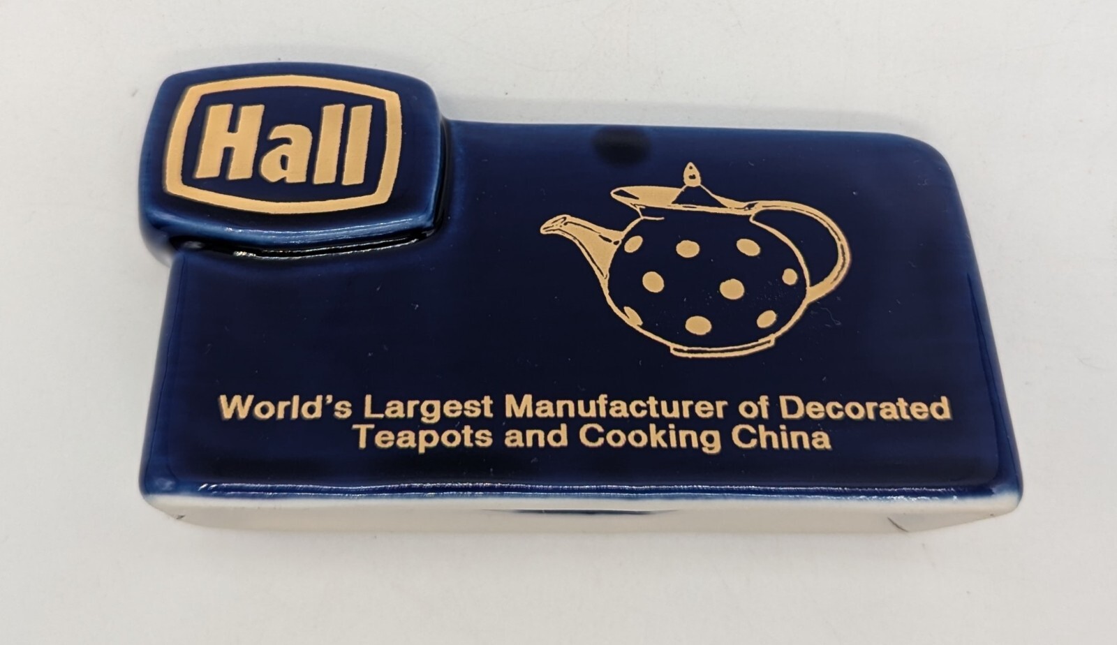 Shelf Display Sign Hall China Teapots Cobalt Blue Collectors Club 1994