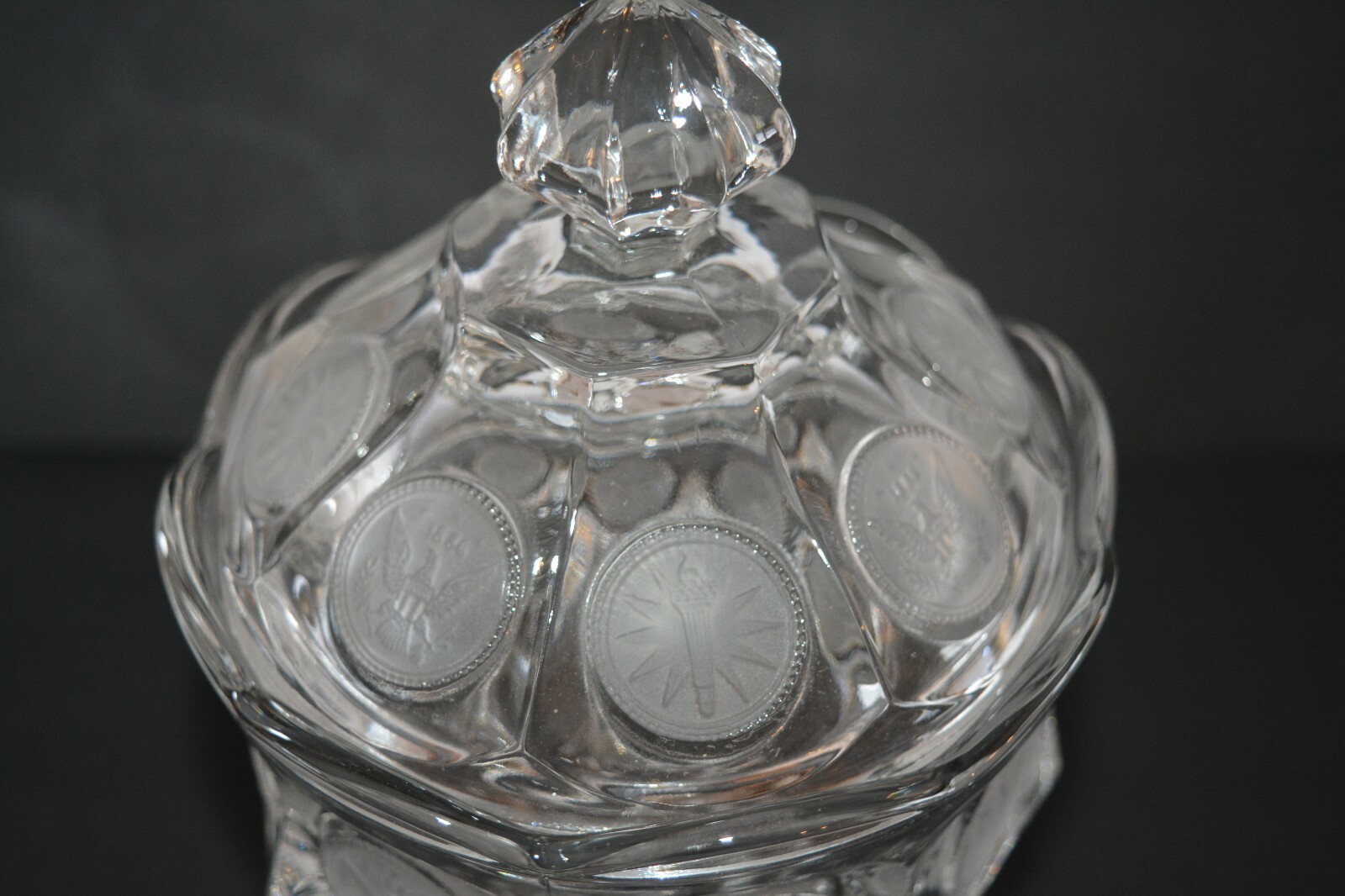 Vintage MCM Fostoria Crystal Covered Compote Wedding Bowl Coin Glass # 1372
