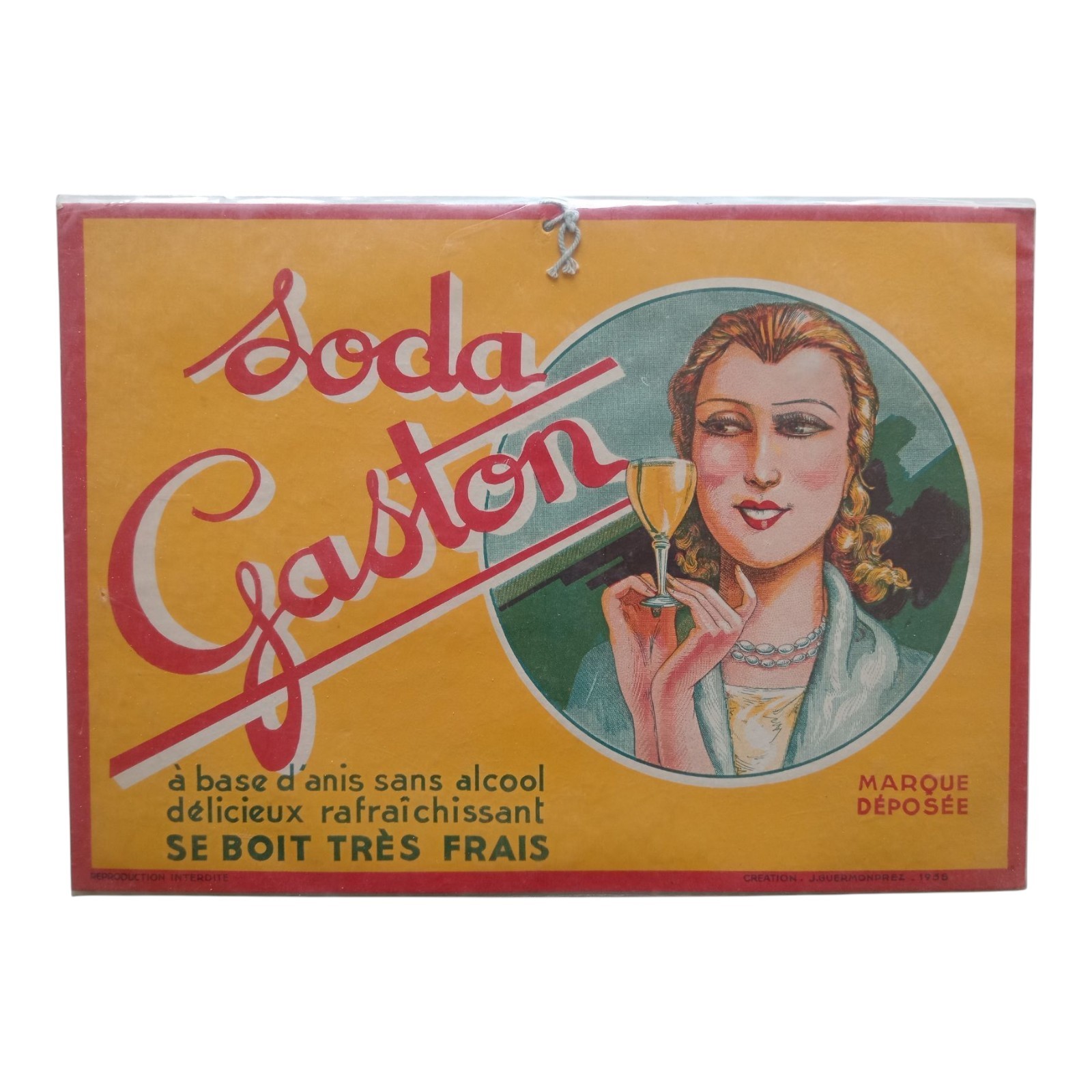 *HH* Sign Advertising Sign Soda Gaston Advertising Plaque 1936 Manifesto
