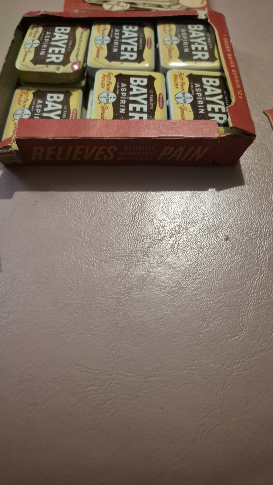 Vintage Bayer Aspirin Store Display Advertising Box Full 12 Tins With Tablets