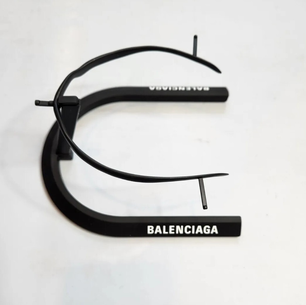 BALENCIAGA 2PC LOGO DISPLAY UNIT IN BLACK METAL & PLASTIC MADE IN ITALY