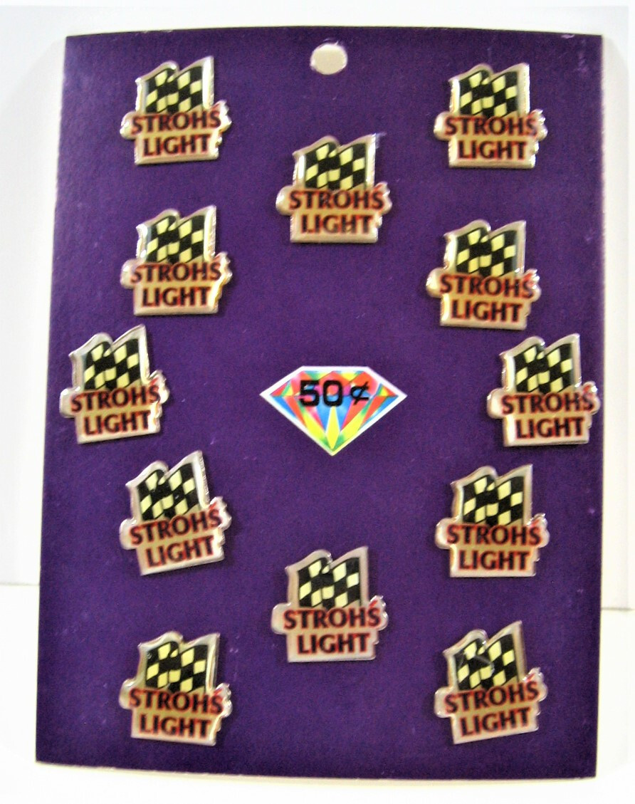 Vintage Srohs Light Beer Racing Sports Flag Pin Display 12 On Card Old Stock