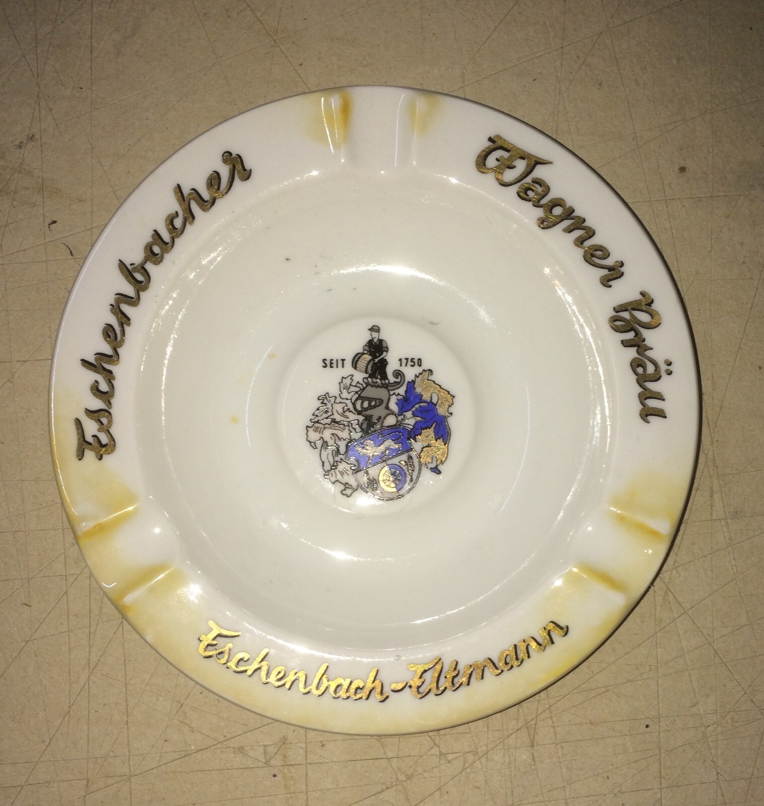ADVERTISING ASHTRAY-ESCHENBACH ELTMANN-WAGNER BREW-BEER-HERALDRY-‘900