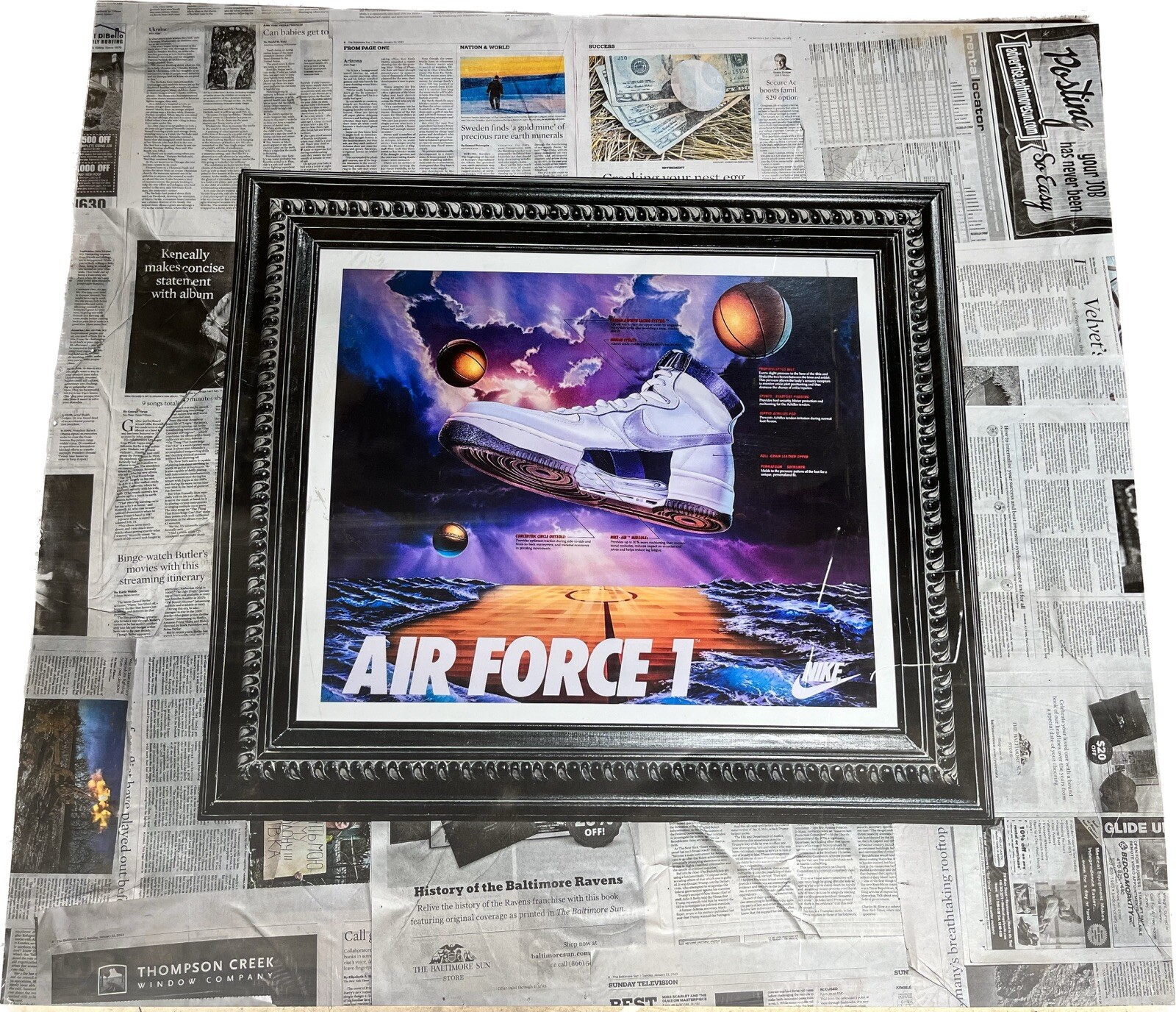 HUGE NIKE Air Force 1 Basketball High Top Sneaker Store Display Sign ￼￼Approx 4’