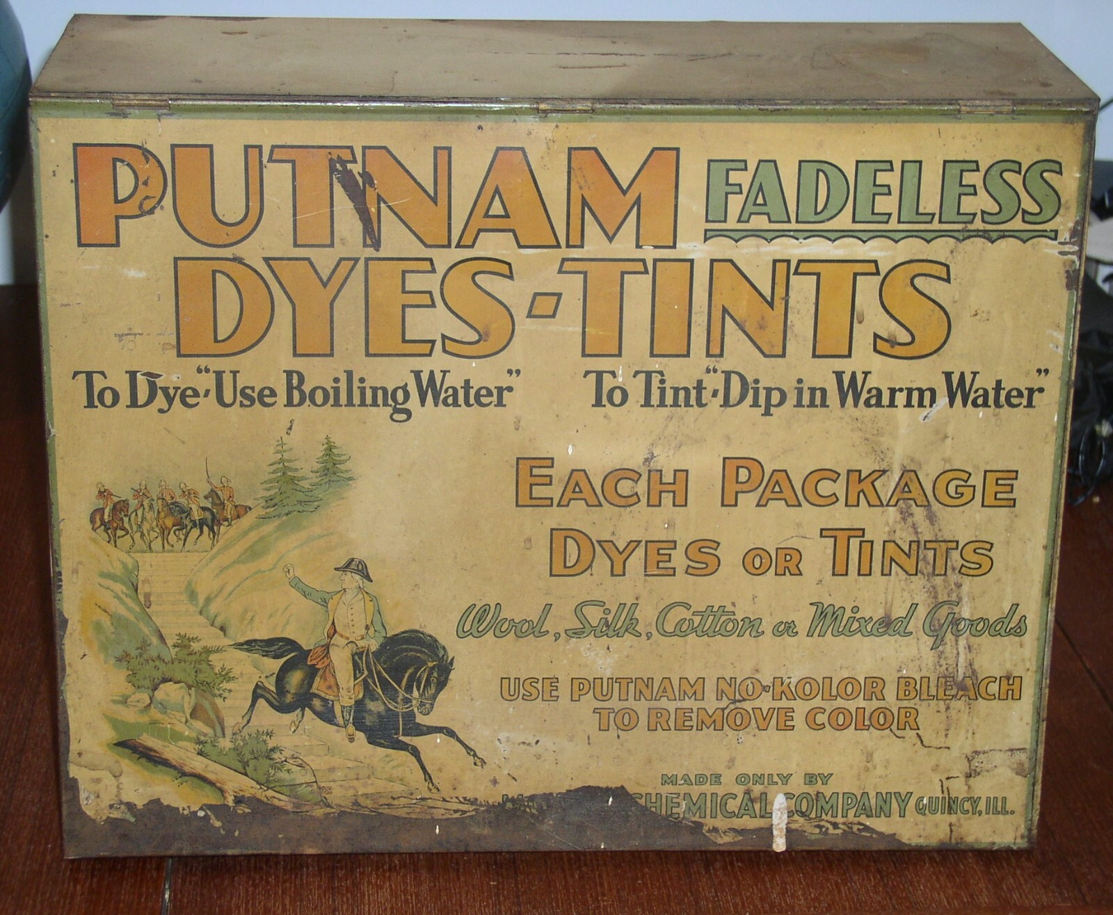 Putnam’s Fadeless Dyes-Tints antique Store Counter Display Cabinet Metal/Wood