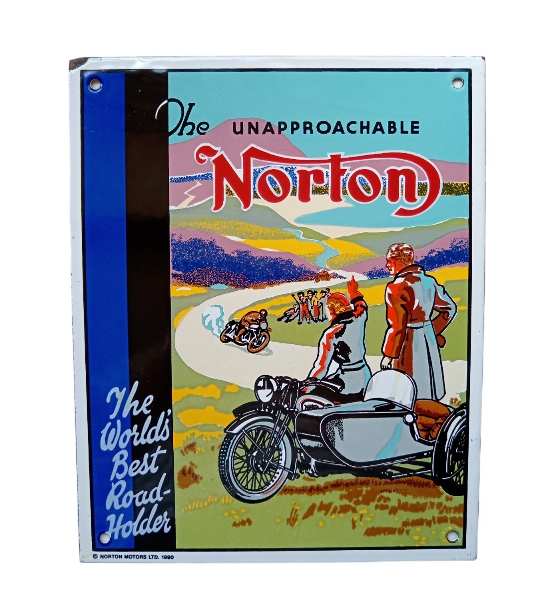 *HH* Targa Pubblicitaria Cartello Insegna Smaltata Norton Motors Moto Bike Plate