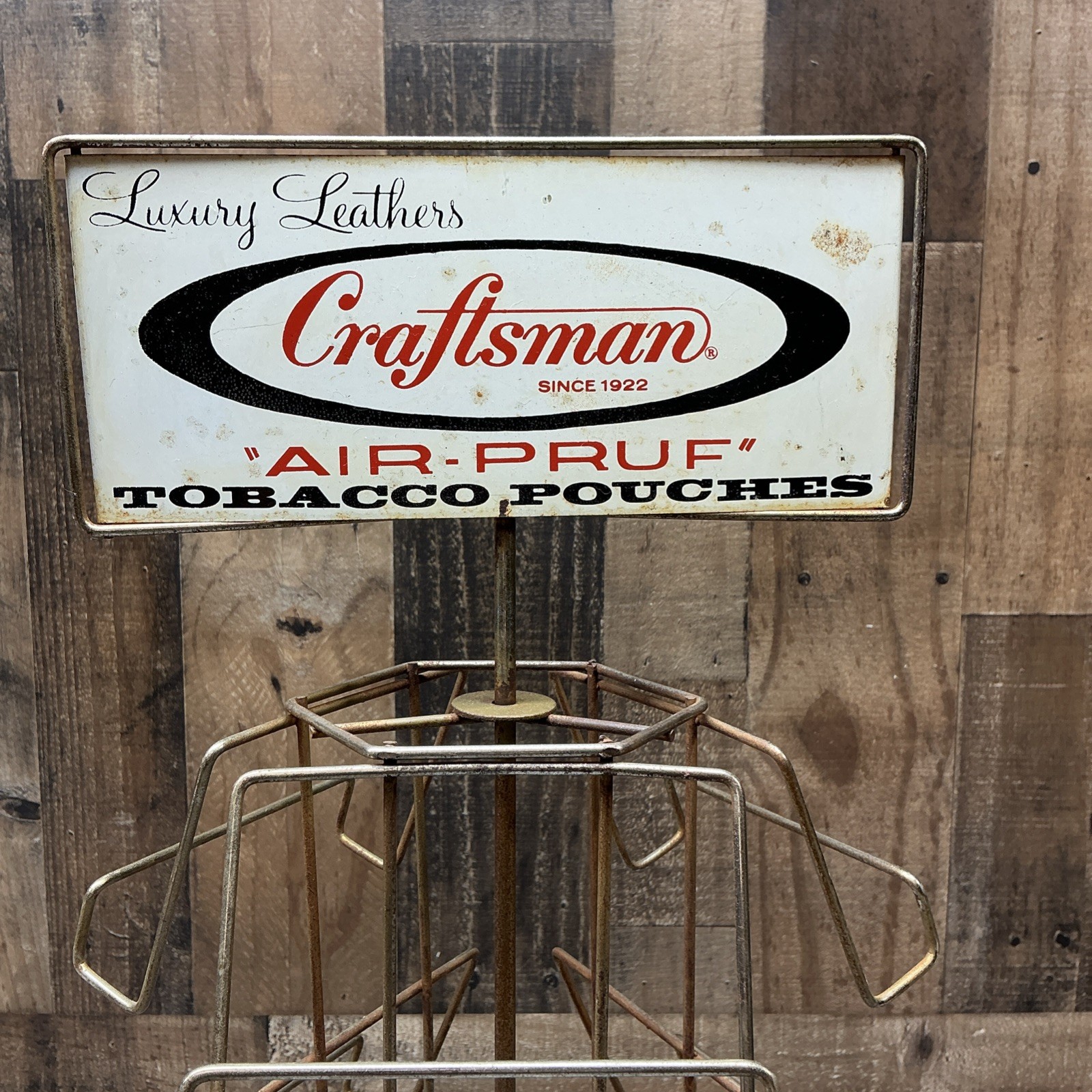 Vintage Rare advertising display Craftsman rack sign Tobacco Pouches, Great!