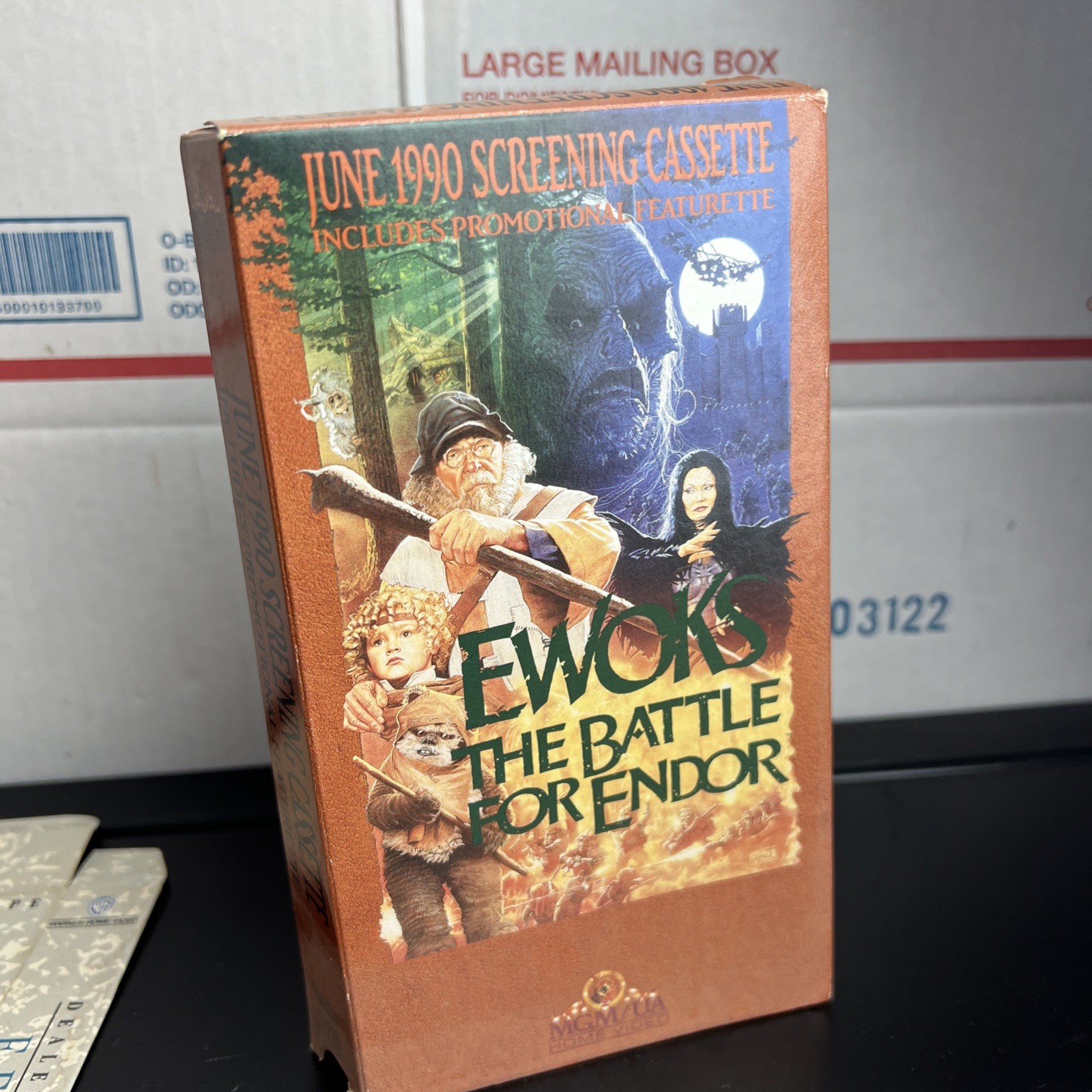VTG Cardboard Advertisement Sleeve Rent Video Store 1985 Ewoks Battle For Endor