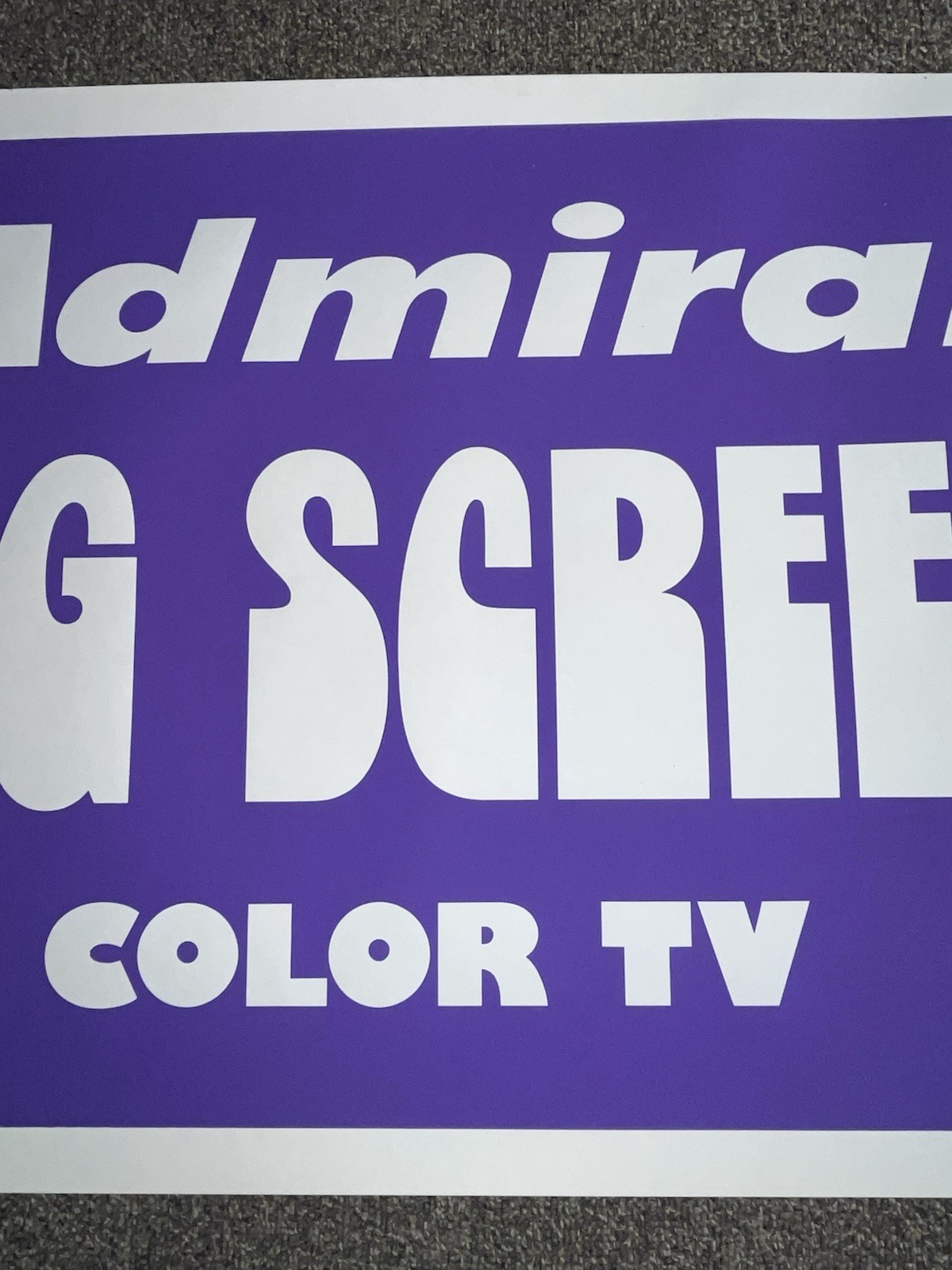 Vintage Admiral 2’x6’ Display Banner Sign – Big Screen Color TV Price Busters