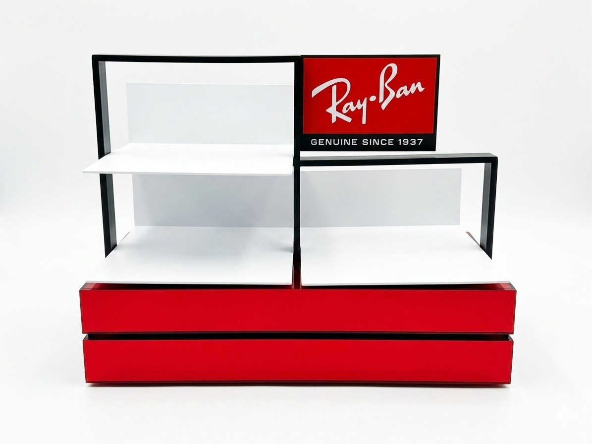 Ray Ban Glasses Store Countertop Sales Display Rack Shelf – 3 Place Shelf Unit