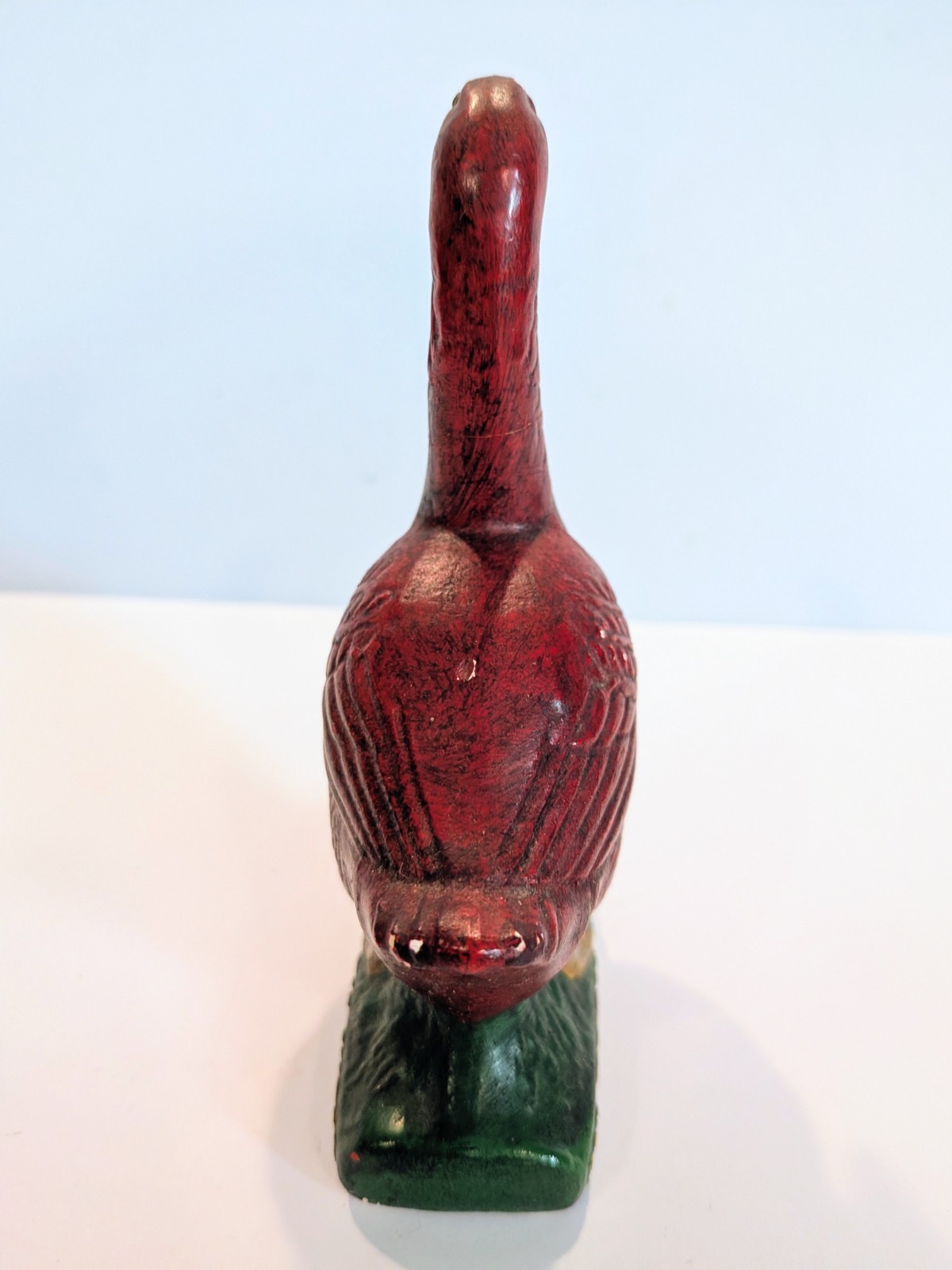 Antique 1920s Red Goose Shoes Advertising Figurine Chalkware 4.5″ Display Statue