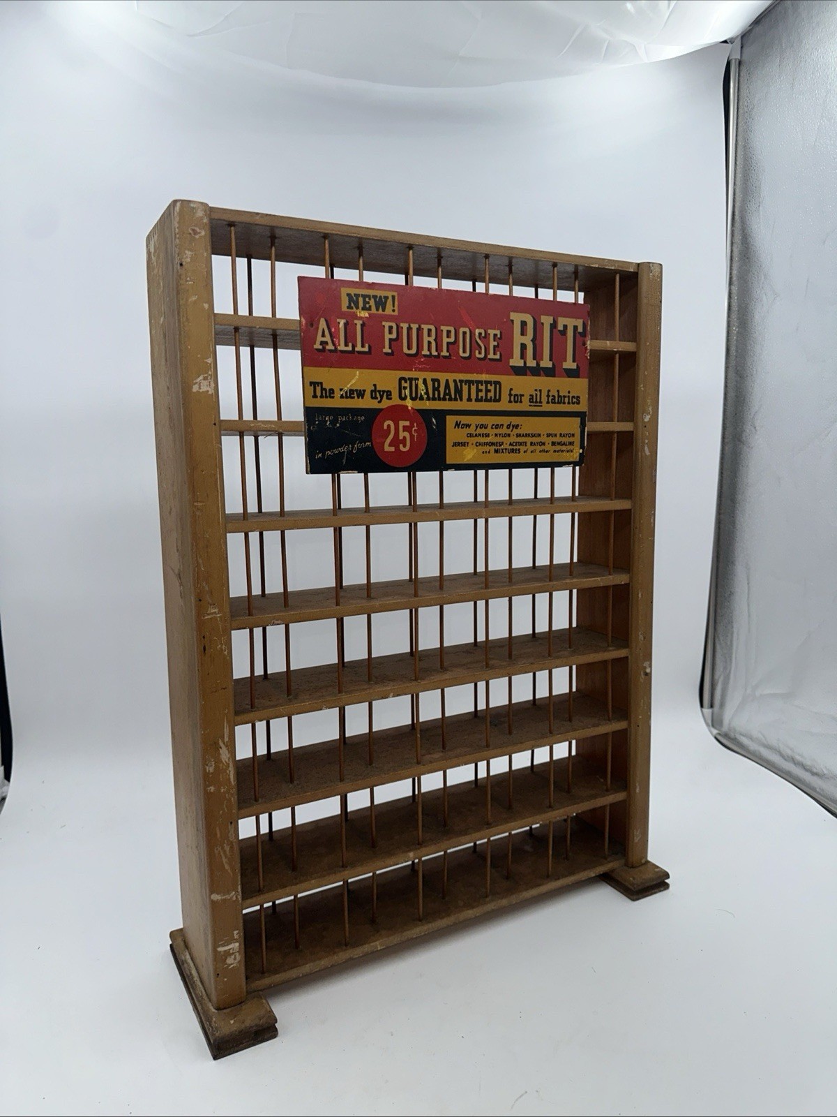Antique Salvage Original Rit Dye Country Store Display Case 23” Tall 18” Wide