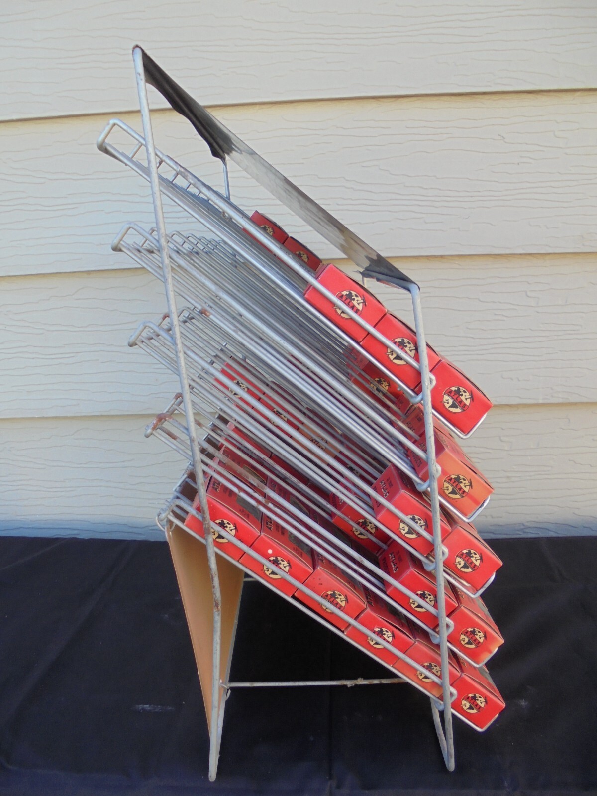 Atlas Tack And Nail Countertop Display Rack Metal Advertising Sign & Nails Tacks