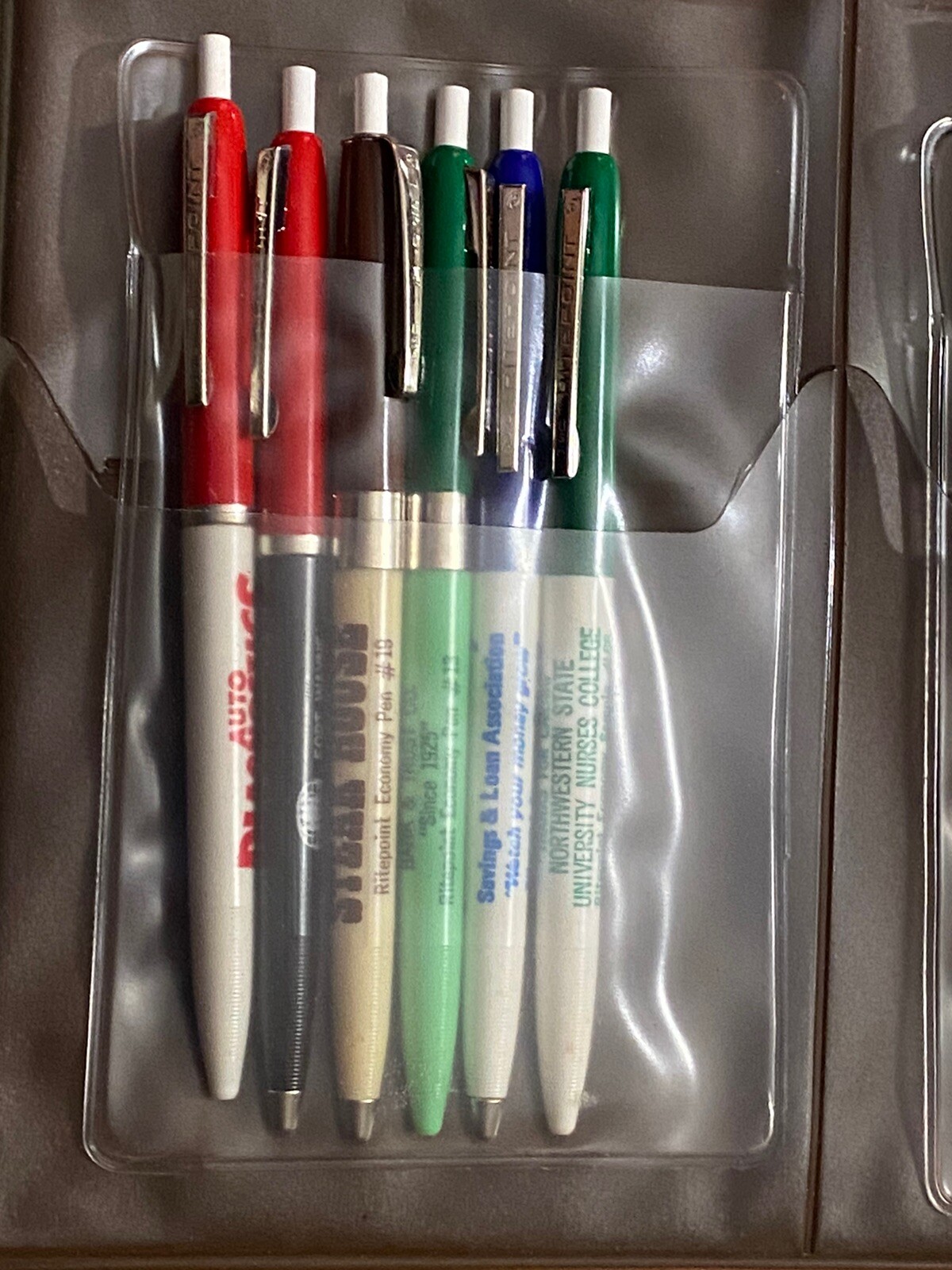 Vintage Advertising Pens Salesman Sample Case Ritepoint & Coasters In Case