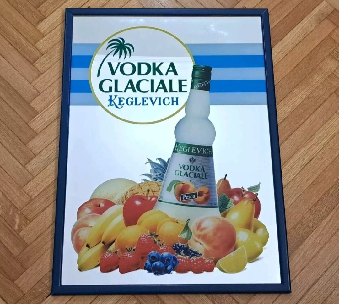 ADVERTISING MIRROR FRAME-KEGLEVICH VODKA-MIRROR PAINTING PICTURES-VINTAGE