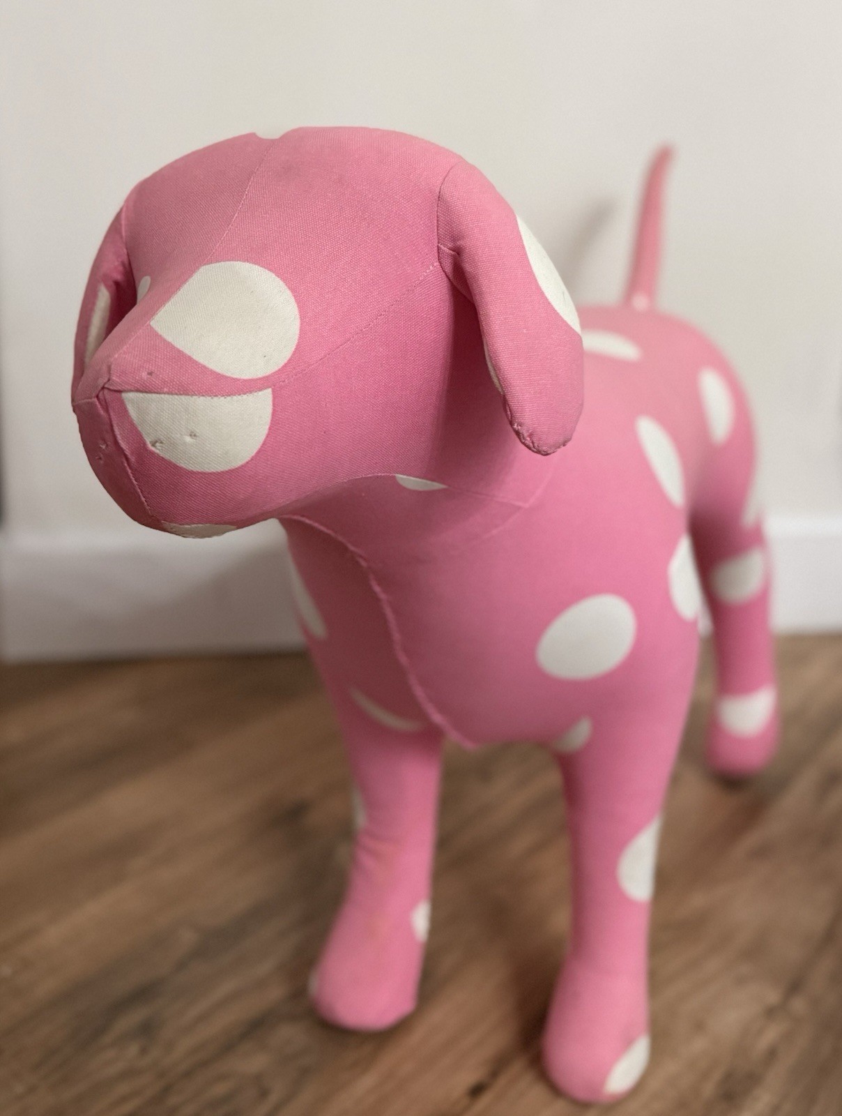 VTG RARE Victoria’s Secret Pink XL Display Dog Pink/white Polka Dot 25.5”T Y2K