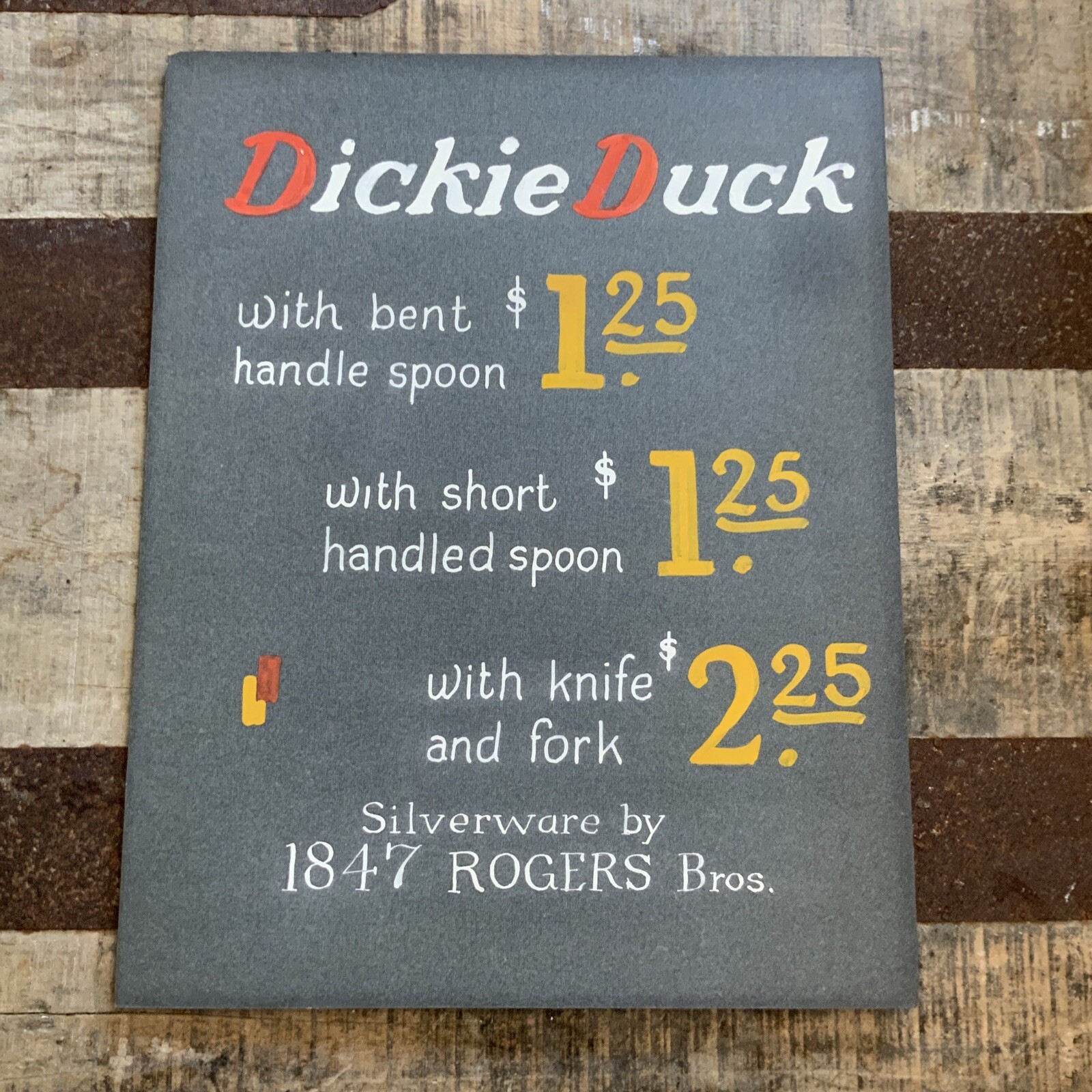 Vintage Antique? Hand Painted Retail Store Sign. Dickie Duck By Rogers Bros.