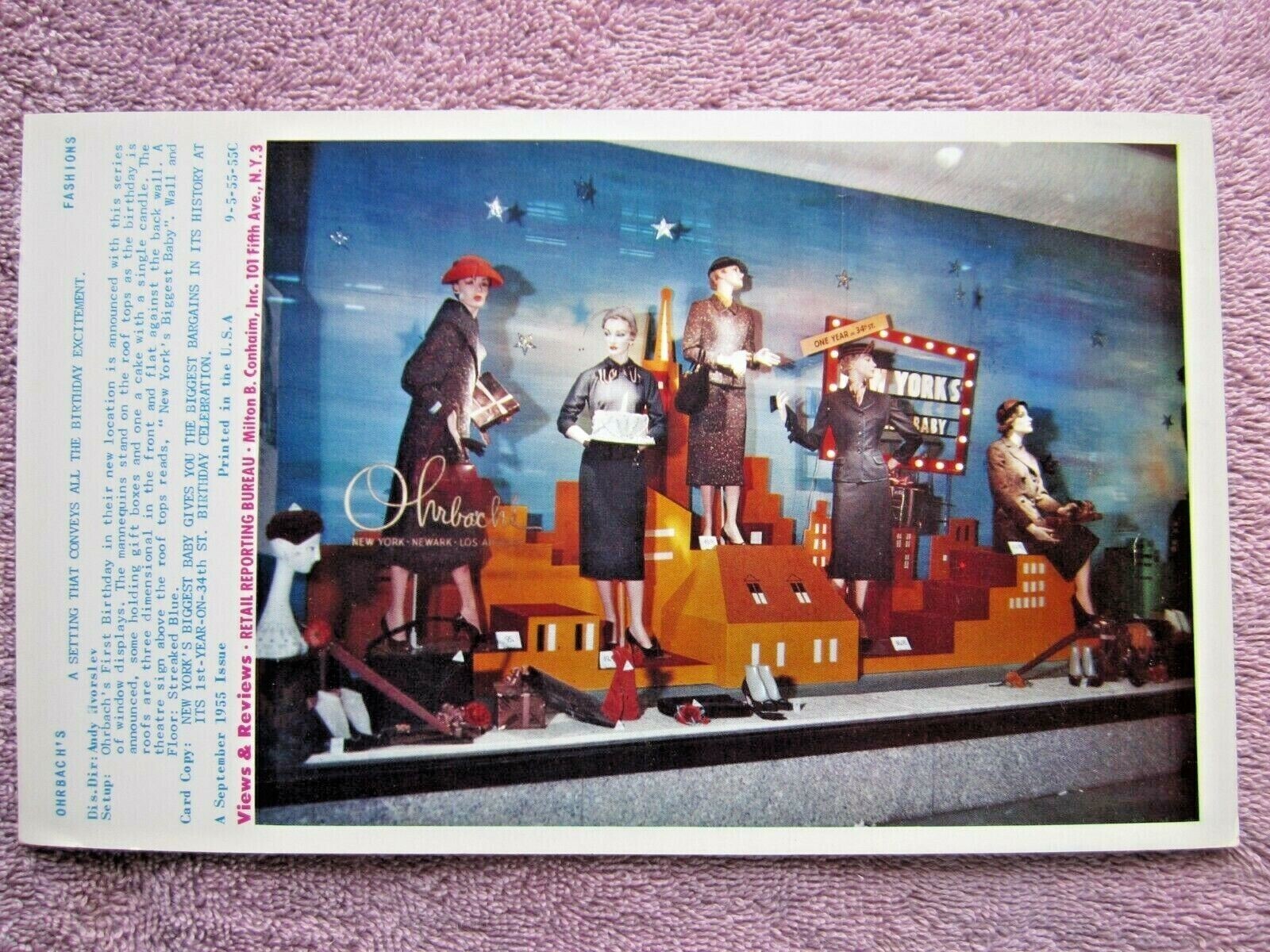 1955 OHRBACH’S STORE WINDOW DISPLAY 1st-YEAR-ON-34th ST. PHOTOGRAPH PRINT #286