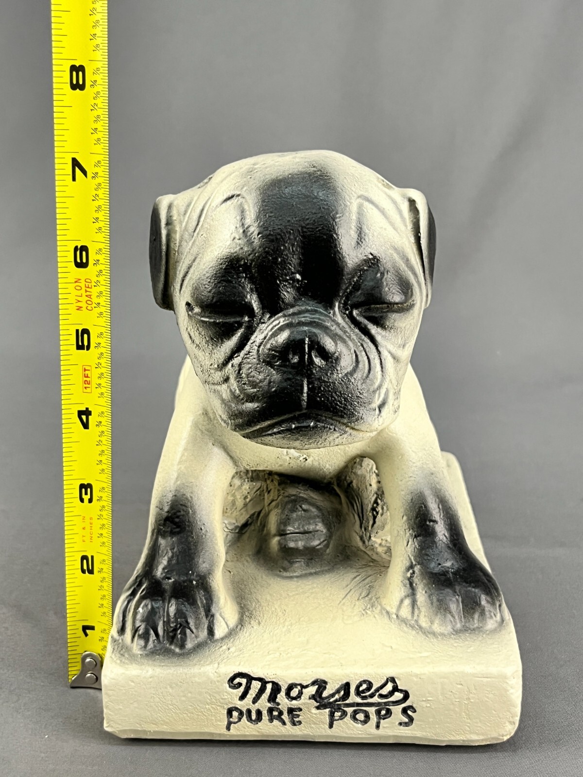 Vintage Morses Pure Pops Bulldog Chalkware 7″ Candy Store Countertop Display (A)