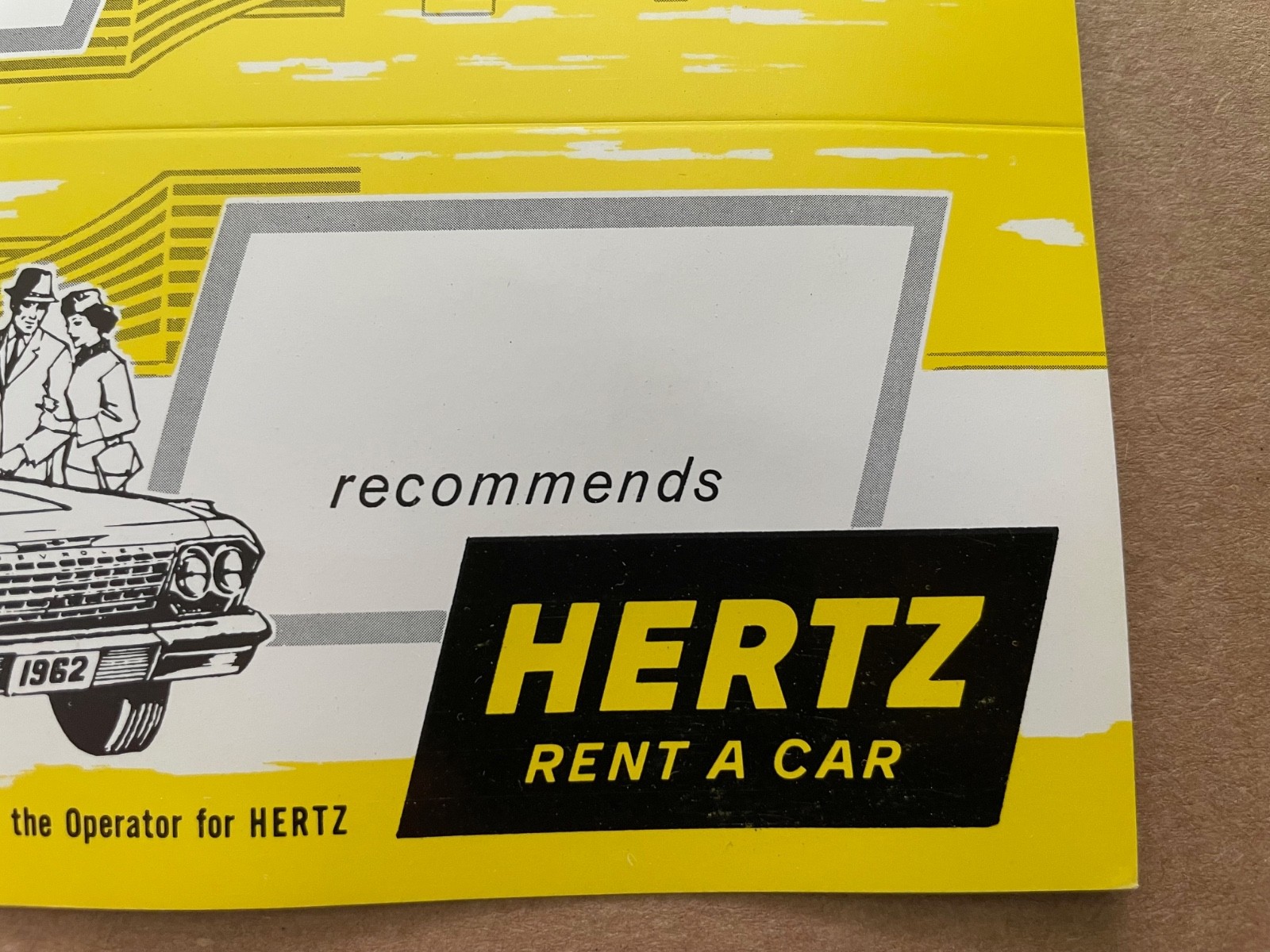 Vintage 1962 HERTZ Rent A Car Store Display Sign CHEVROLET IMPALA #1