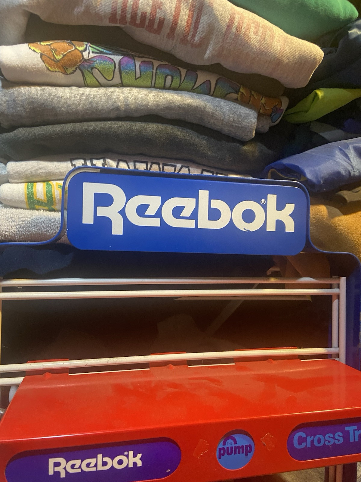 Vintage 1990s Reebok Shoe Display Metal Slat Shelf Store Fixture
