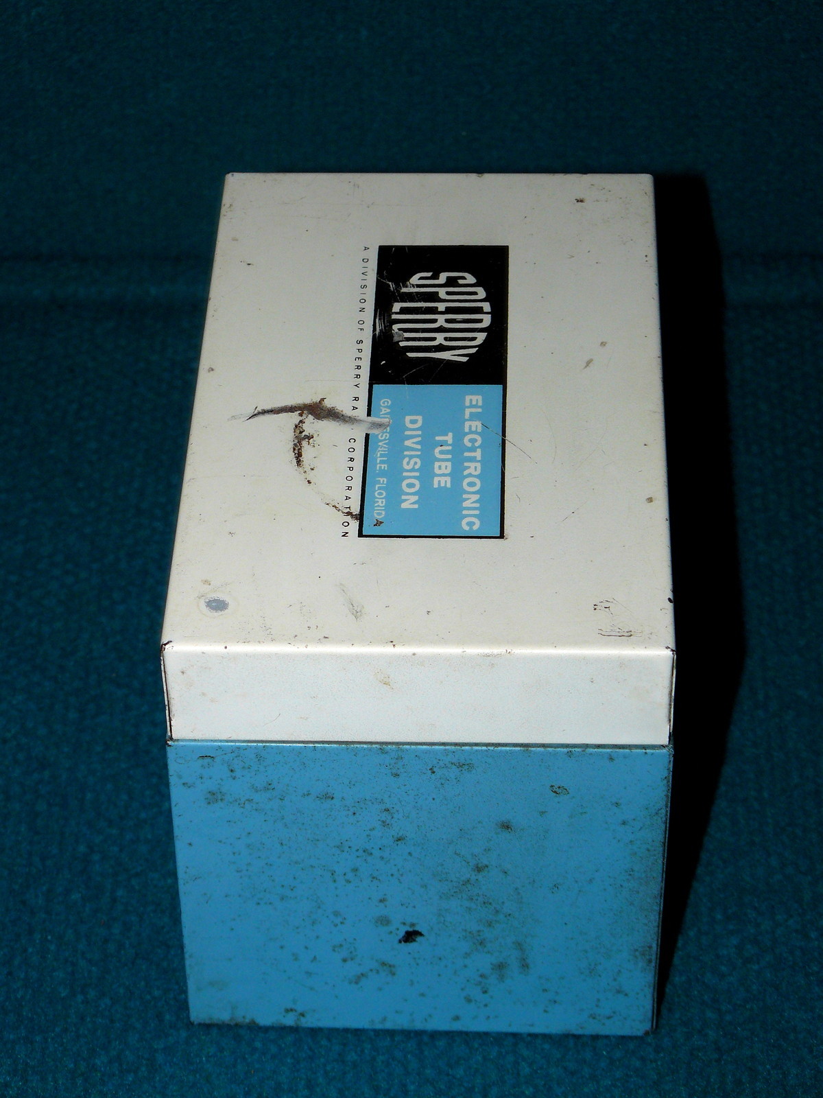Vintage : SPERRY RAND “Electronic Tube Division” SPECI-FILE : Tin METAL FILE BOX