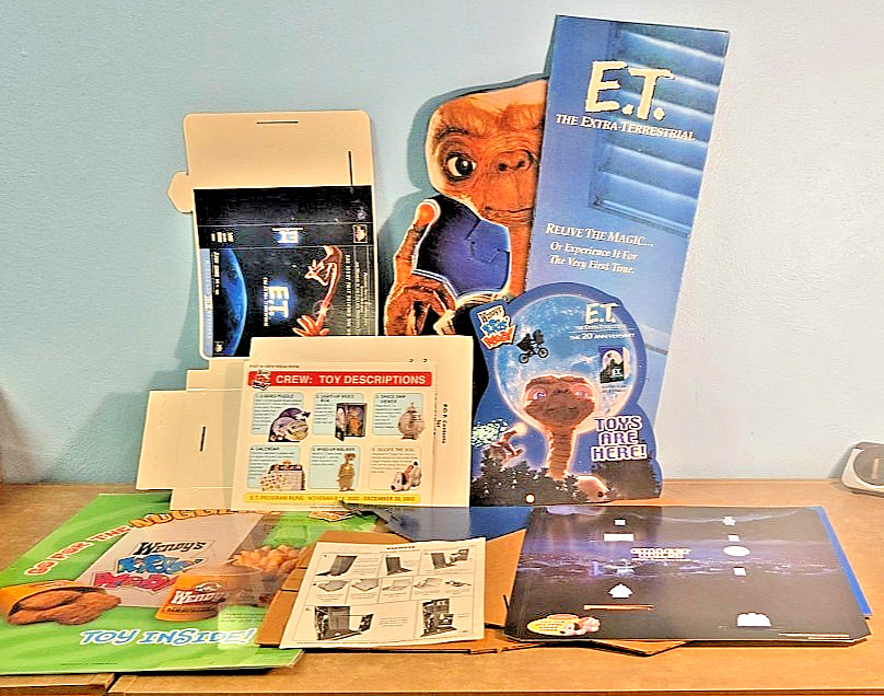 Rare 1982 E.T. Extra-Terrestrial Movie Store Standee & Wendys 2002 Promo Display