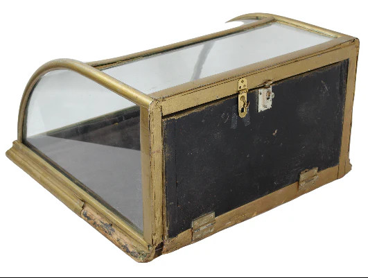 Antique Large Curved Glass Countertop Display Case