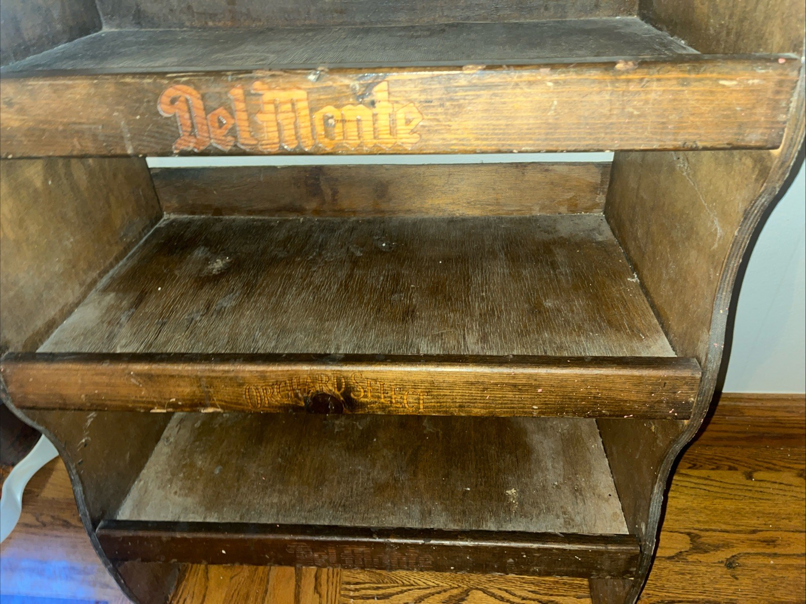 Del Monte Wood Country Store Rack Display Shelves Sign Can Advertising Antique