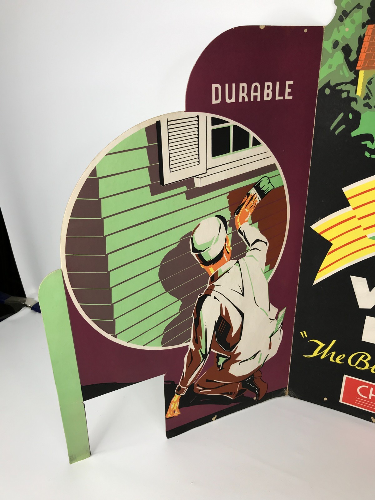 Rare Chicago Paint Works Chief Trifold Cardboard Advertising Sign Store Display
