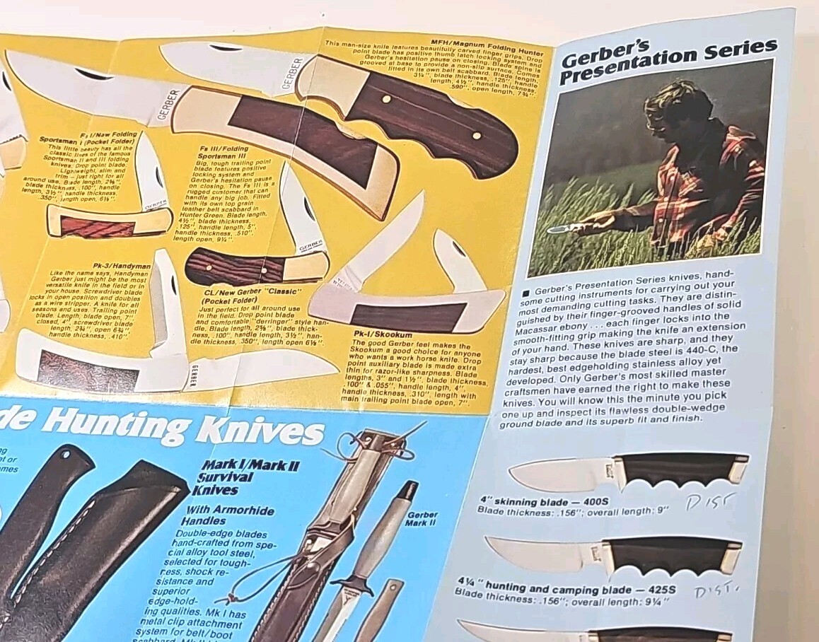 Vintage 1970’s Gerber Sportsmen’s Knives Knife Store Salesman’s Pamphlet