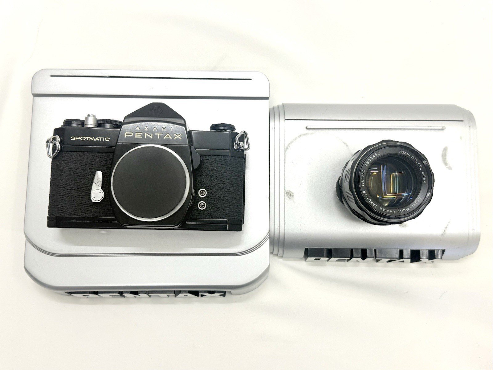 【Vintage】PENTAX Camera Shop Display Stands (Set of 2) – Rare Japan Store Items