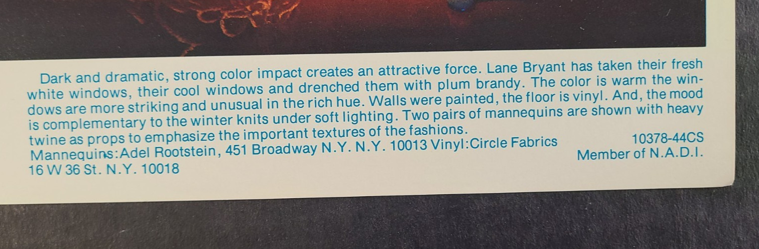 1978 LANE BRYANT, NEW YORK WINDOW DISPLAY PHOTO PRINT PLAYING WITH TWINE