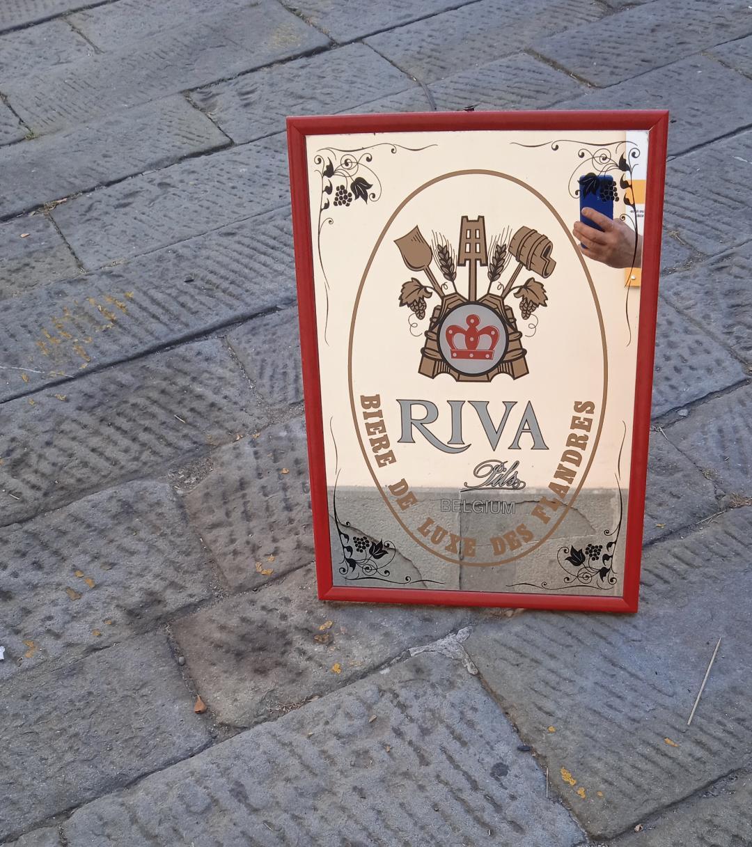 ORIGINAL VINTAGE 1970s COLLECTIBLE BEER “RIVA” MIRROR PAINTING