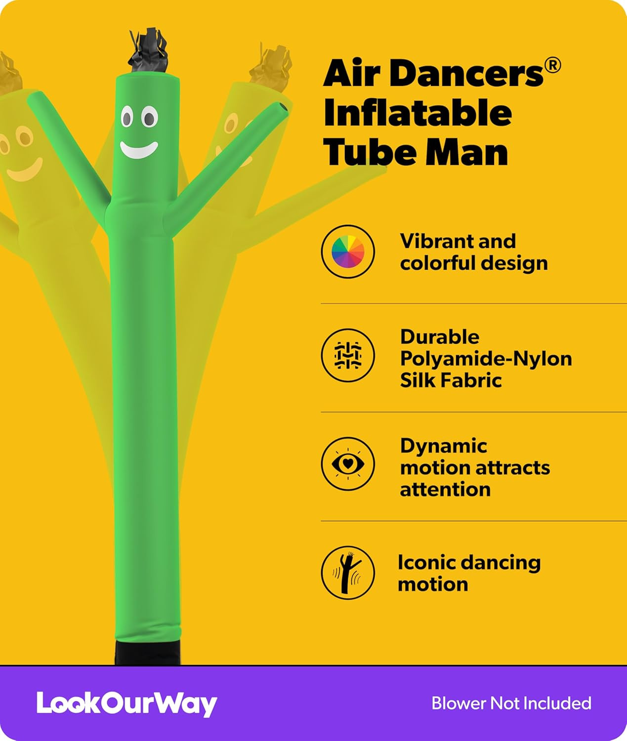 Flag Themed Air Dancers Inflatable Tube Man Attachment, 20-Feet (Blower Not Incl