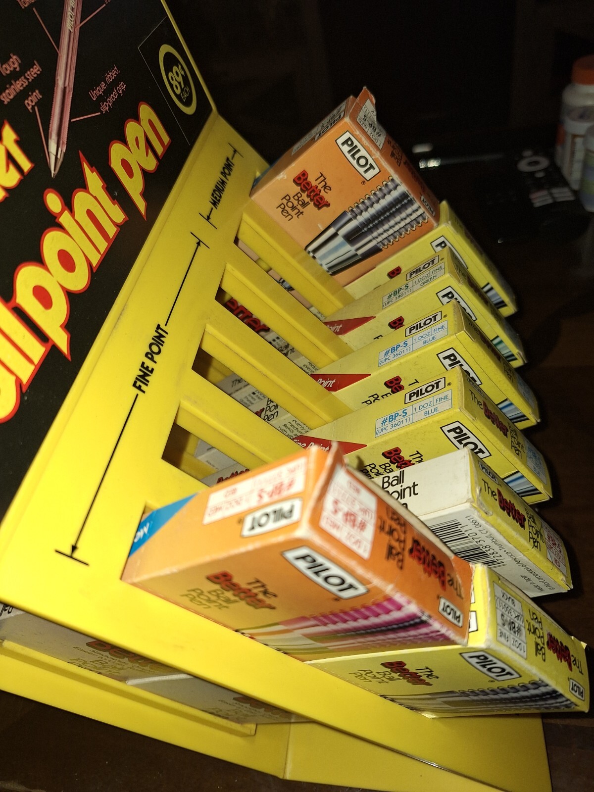 Vintage Pilot Ballpoint Pen Plastic Store Display With 8 Pen Boxes And Pens 🔥