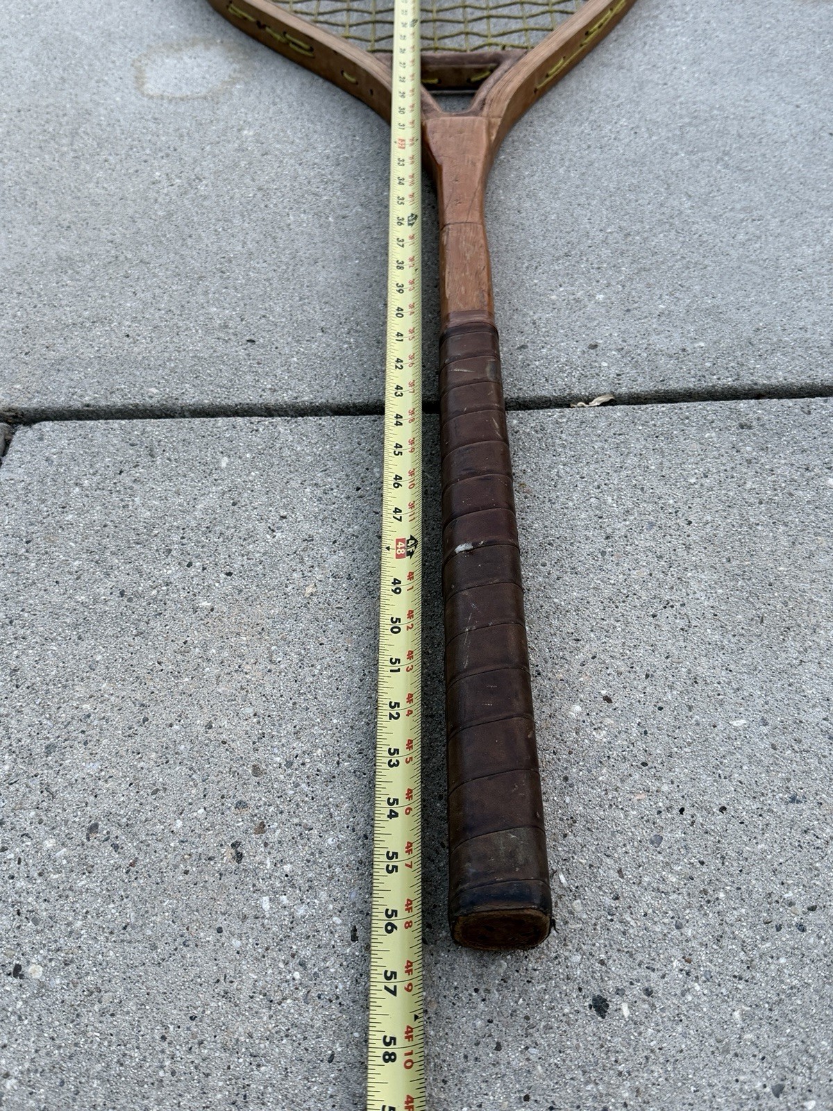GIANT 56″ Vintage Wood Tennis Racquet Display Advertising Store Prop | Rare Size