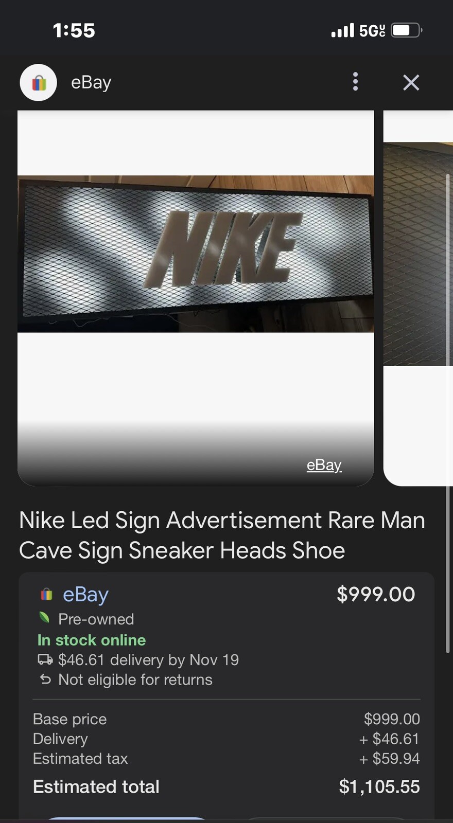 NIKE LED SIGN ADVERTISEMENT RARE MAN CAVE SIGN SNEAKER HEADS SHOE CLOSET