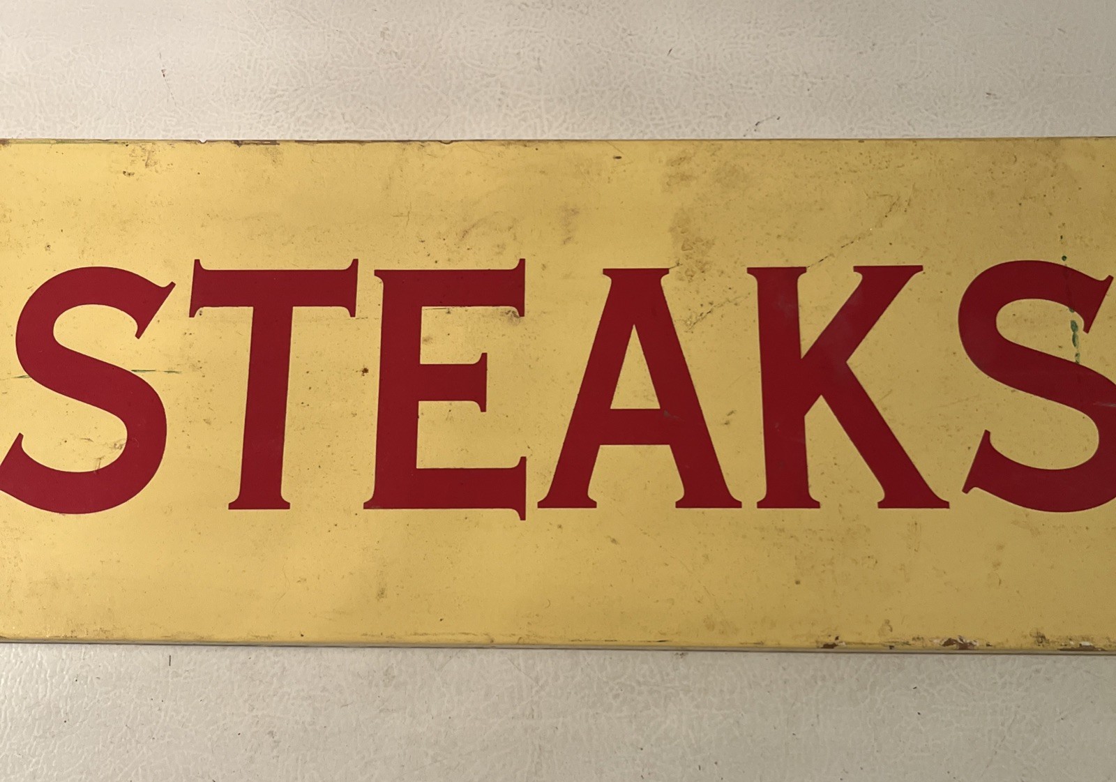 Vintage Wooden Wood Tip Steak Sign 48 x 7.5 x 1” Grocery Store Hand Made