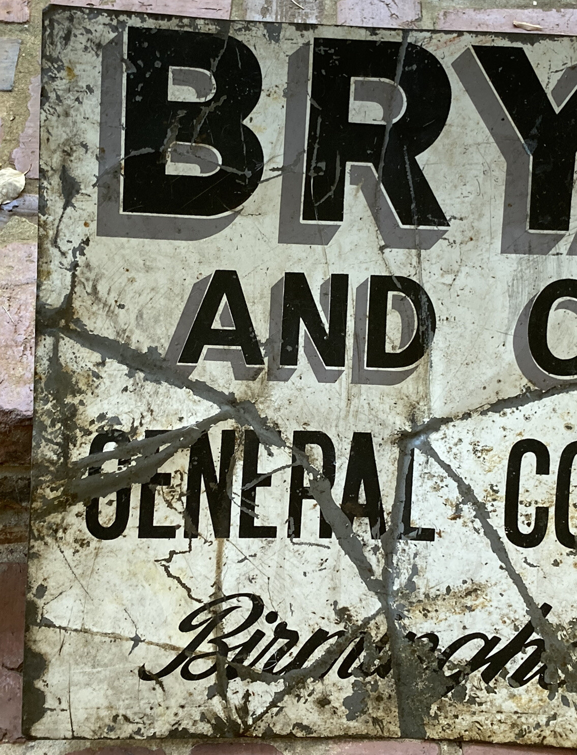 Vintage 1950s-1960s BRYANT CONTRACTORS Bham, Ala Adverti Sign 3ft. x 22 5/8in.